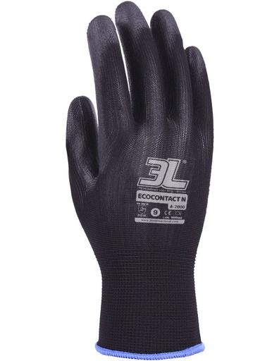 [A-2000] GUANTES. POLIAMIDA/PU ECOCONTACT NEGRO