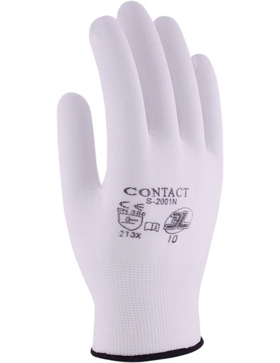 [S-2001] GUANTES. NYLON PALMA POLIURET. BLANCO