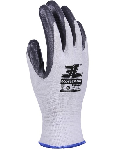 [3L-349R] GUANTES 3L POLIAM+NITR GRIS ECOFLEX